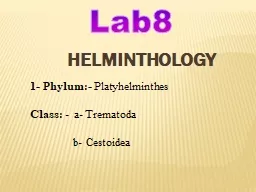 Lab8 Helminthology 1- Phylum:-