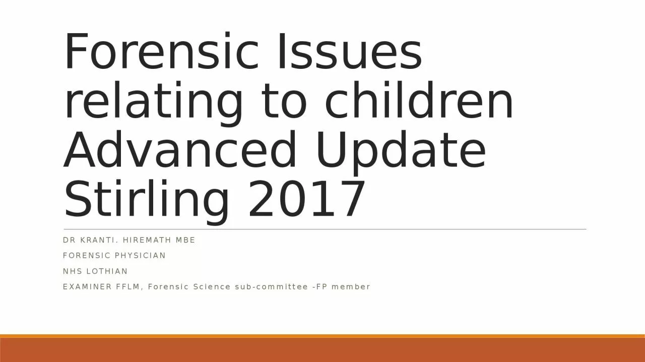 Forensic Issues relating to children