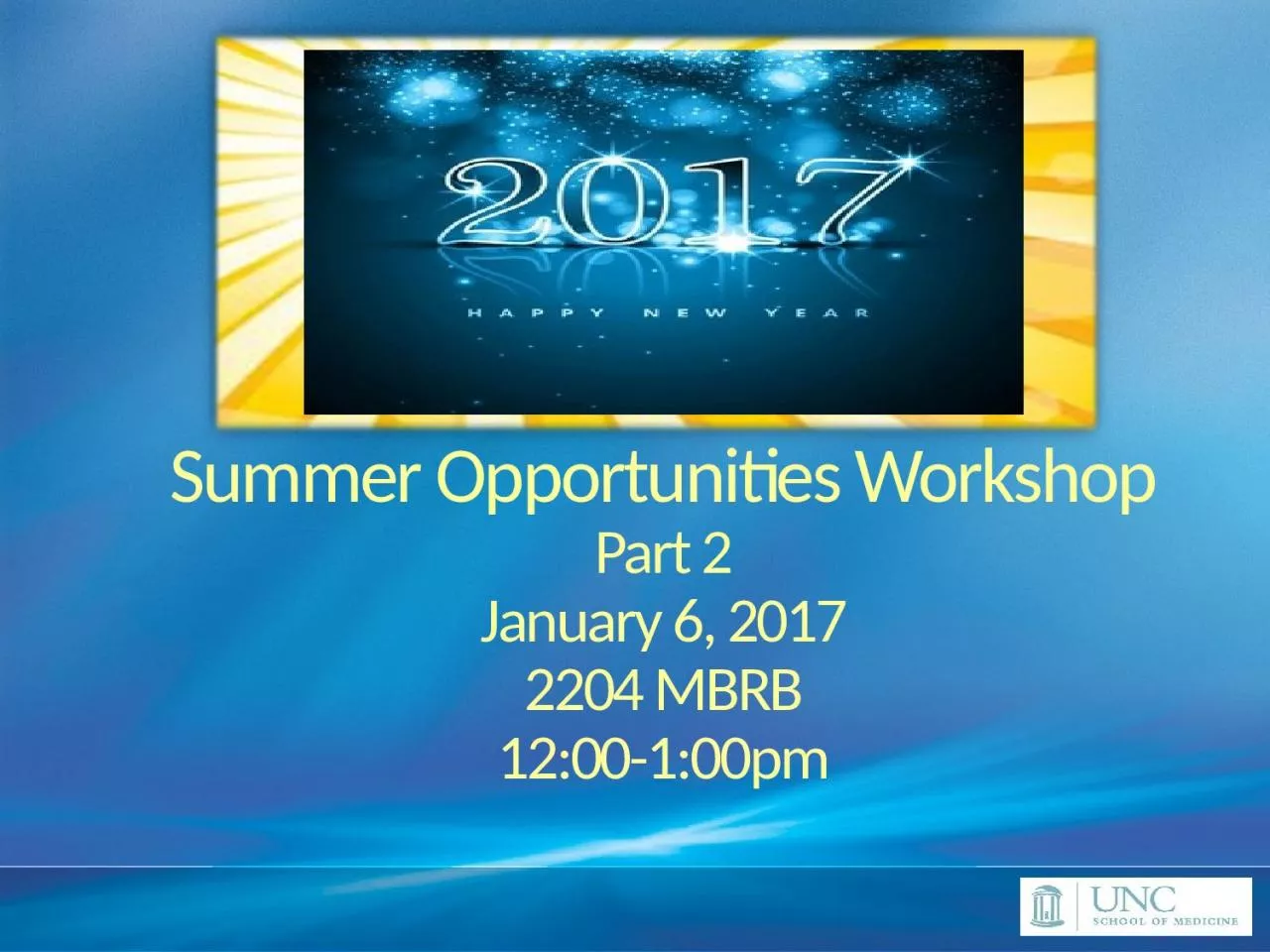 Summer Opportunities Workshop