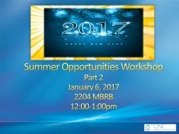 Summer Opportunities Workshop