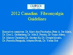 2012 Canadian  Fibromyalgia Guidelines