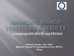 Managing Search Strategies &