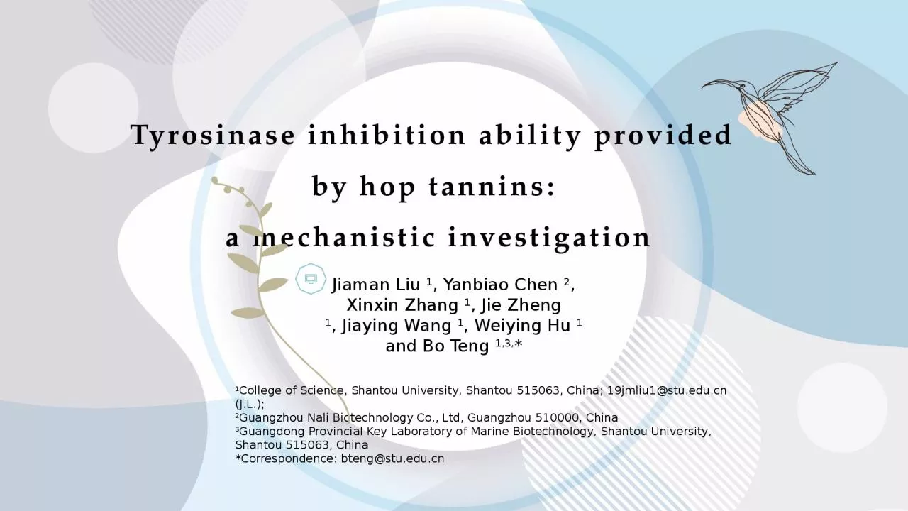 PPT-Tyrosinase inhibition ability provided by hop tannins: