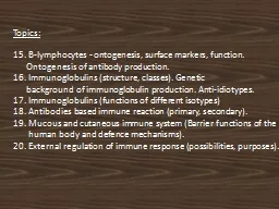 Topics :  15. B- lymphocytes