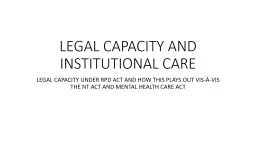 LEGAL CAPACITY AND INSTITUTIONAL CARE
