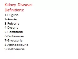 Kidney Diseases Definitions: