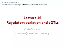 Lecture  16 Regulatory variation and
