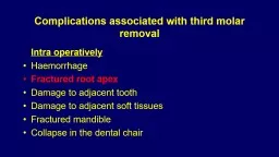 Complications associated with third molar removal