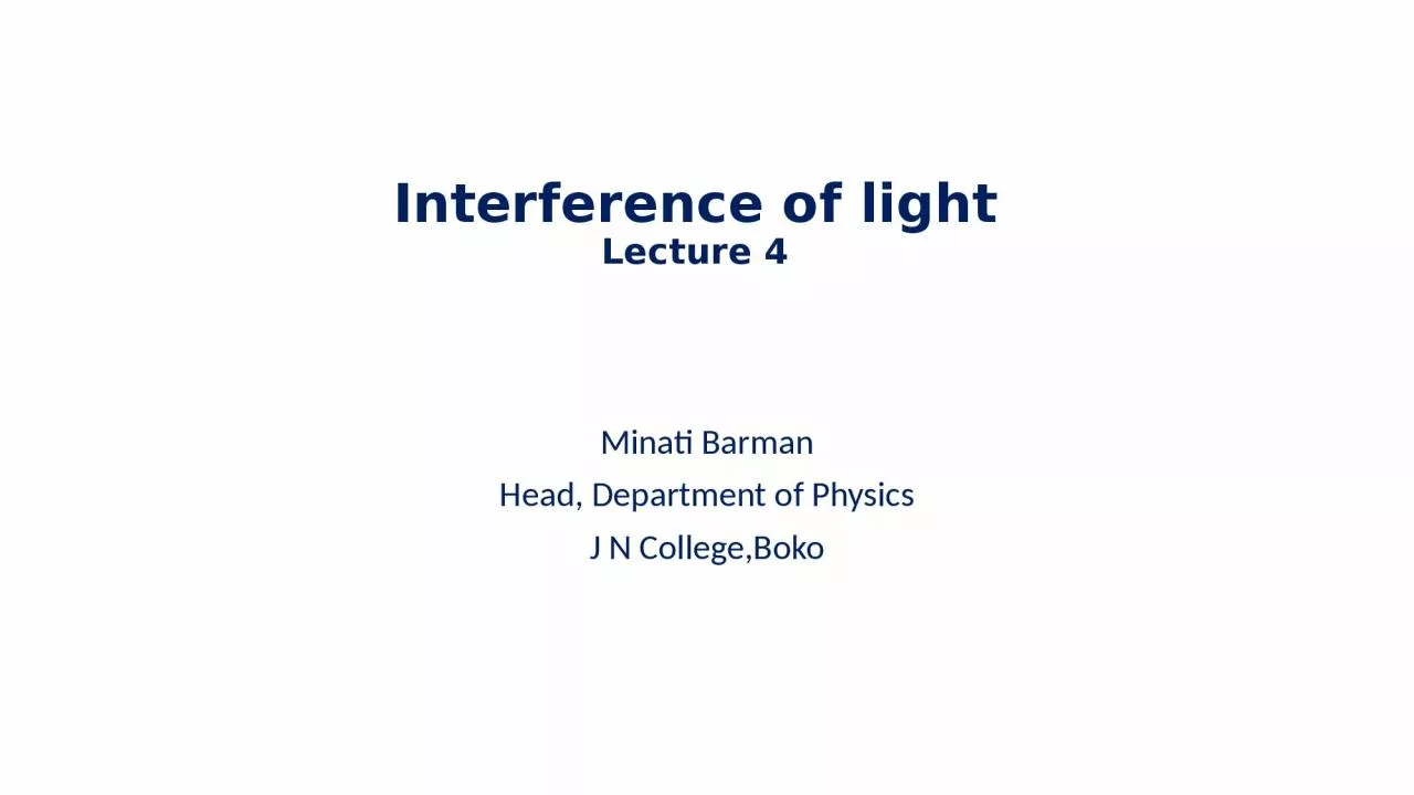 Interference of light Lecture 4