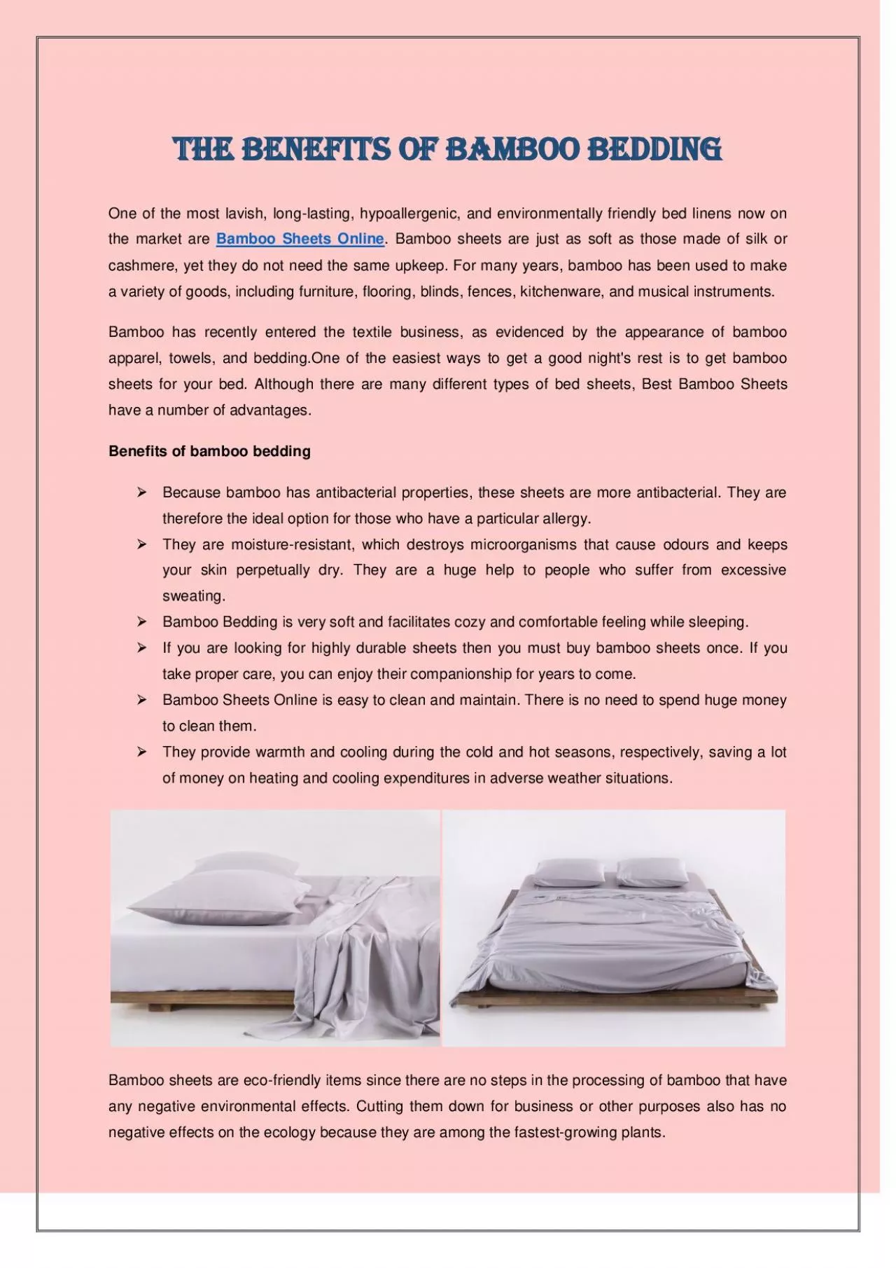 The Benefits of Bamboo Bedding