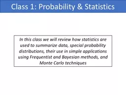 Class 1: Probability & Statistics