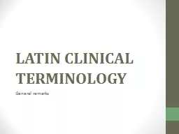 LATIN CLINICAL TERMINOLOGY