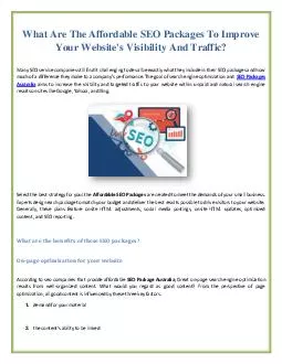 What Are The Affordable SEO Packages To Improve Your Website\'s Visibility And Traffic?