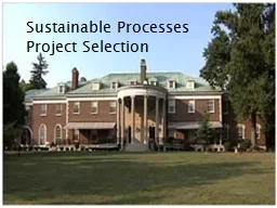 Sustainable Processes Project Selection