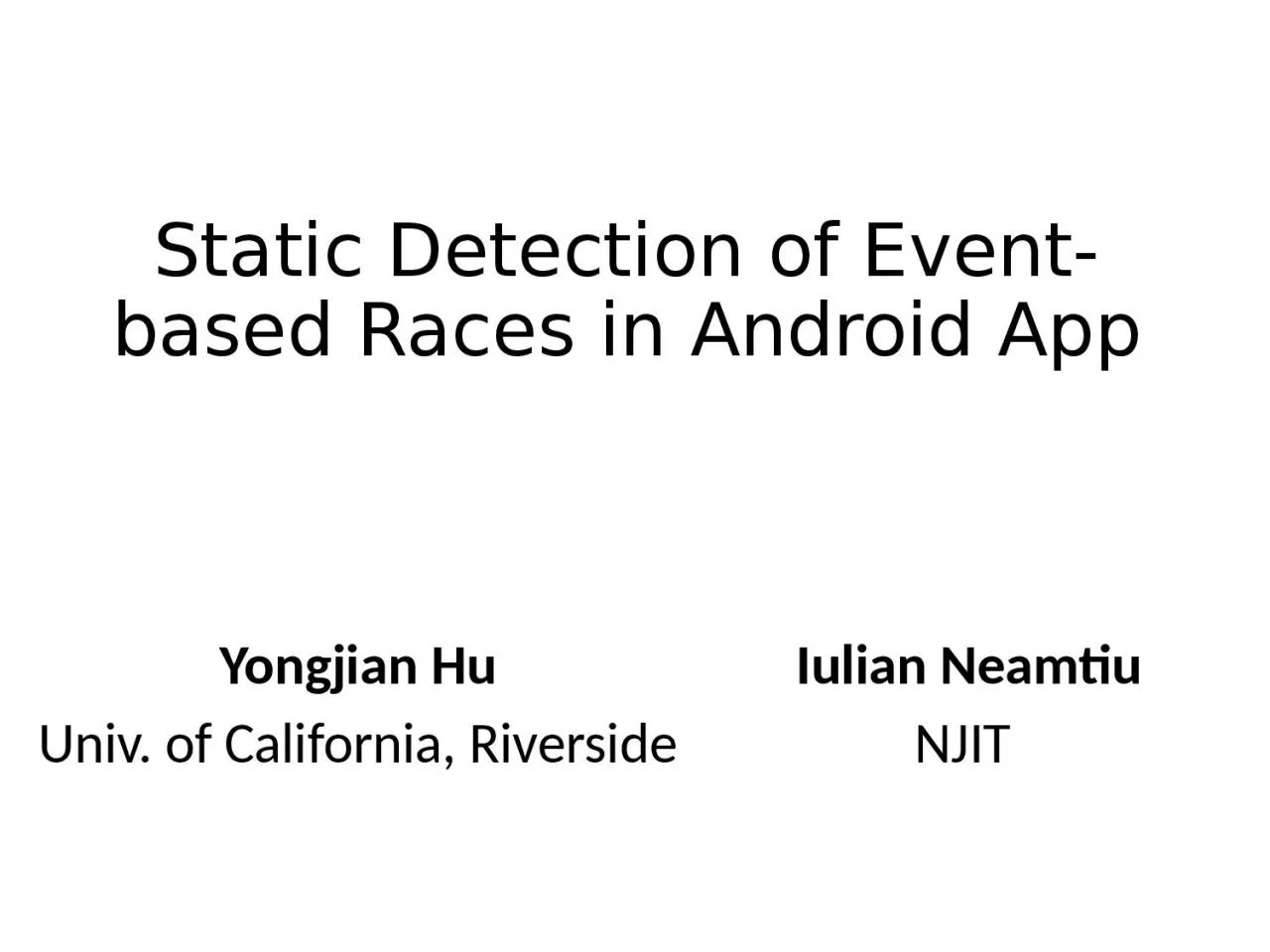 Static Detection of Event-based Races in Android App