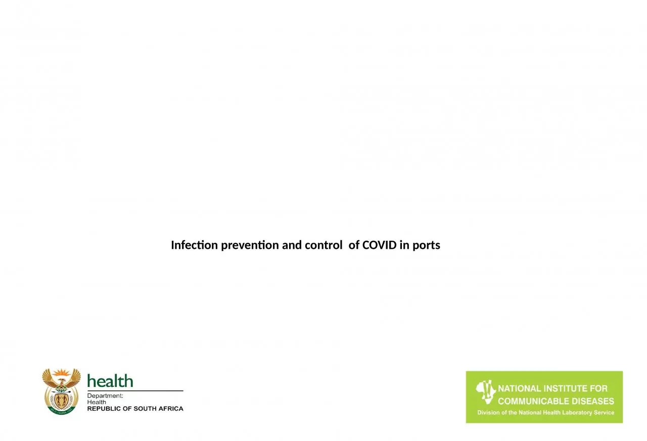 Infection prevention and control  of COVID in ports