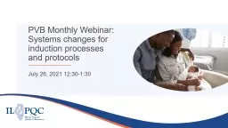 PVB Monthly Webinar: Systems changes for induction processes and protocols