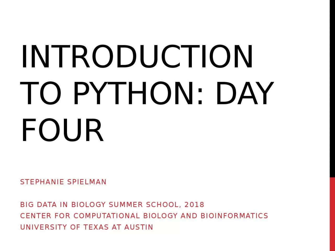 Introduction to Python: Day four