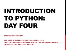 Introduction to Python: Day four