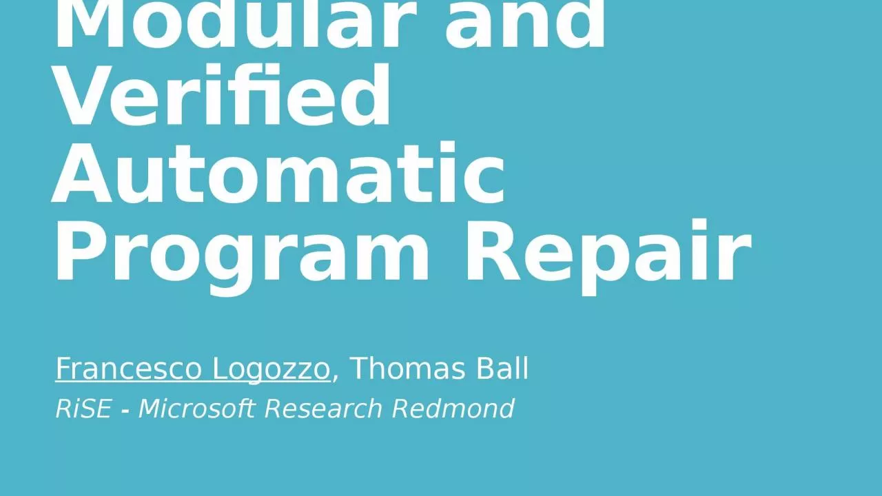 Modular and Verified Automatic Program Repair