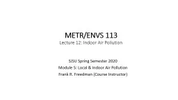 METR/ENVS 113 Lecture 12: Indoor Air Pollution
