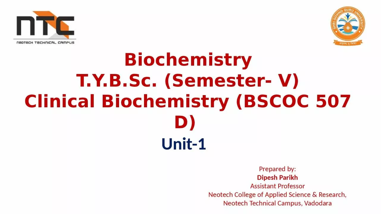 Biochemistry T.Y.B.Sc . (Semester- V)