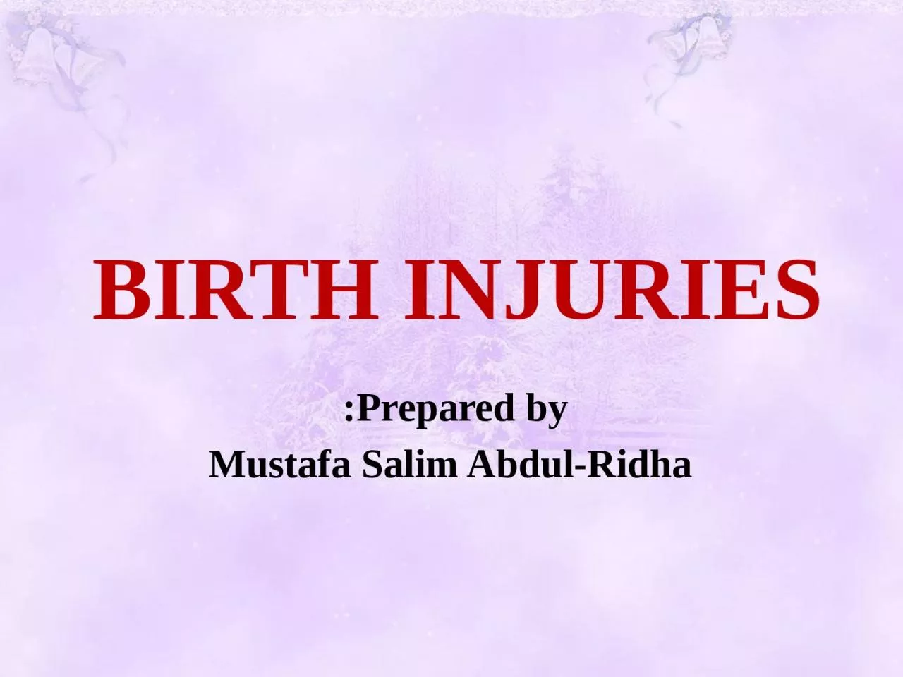 BIRTH INJURIES   Prepared by: