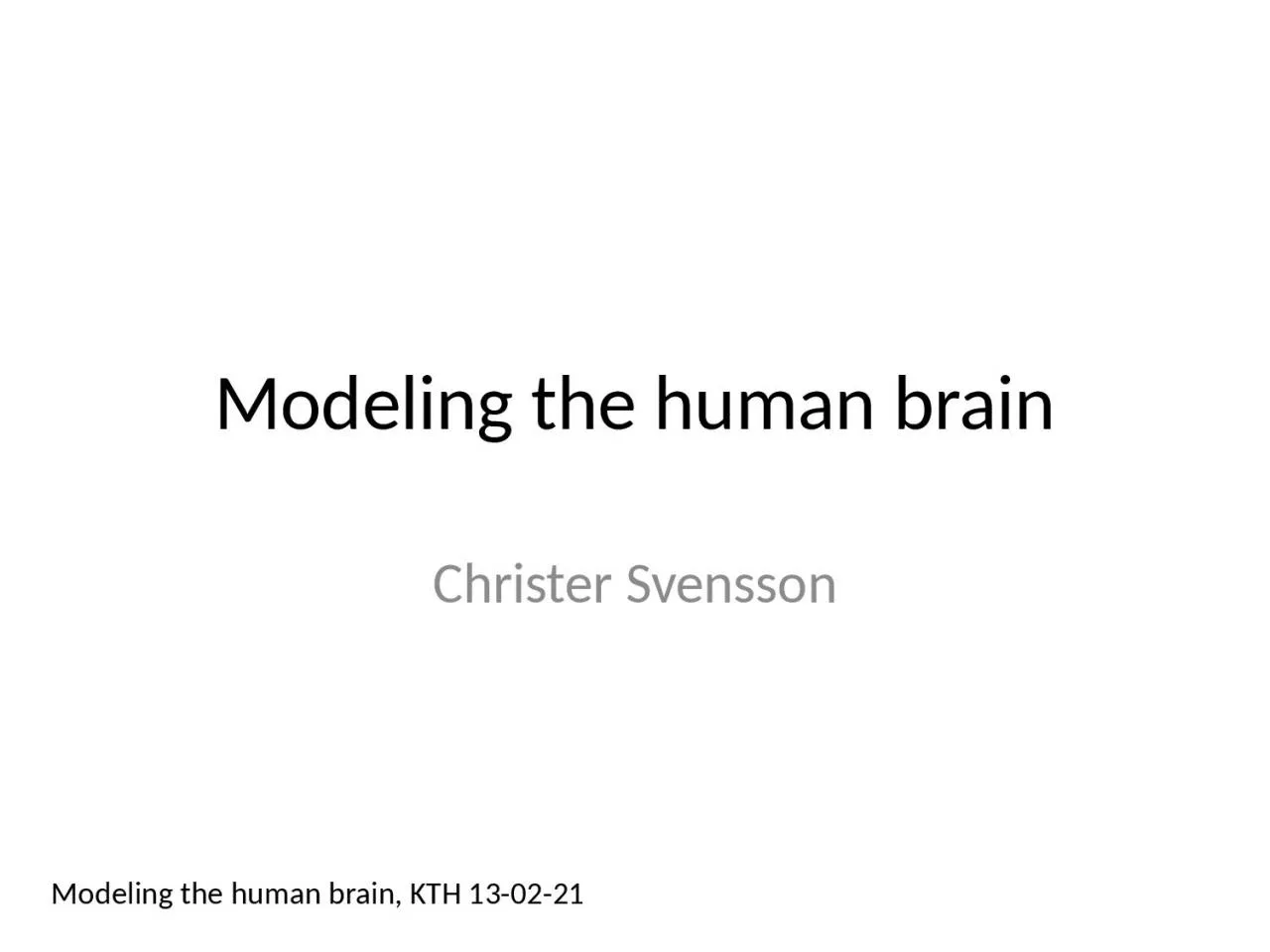 Modeling the human brain