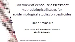 Overview of  exposure  assessment methodological issues for epidemiological studies on pesticides