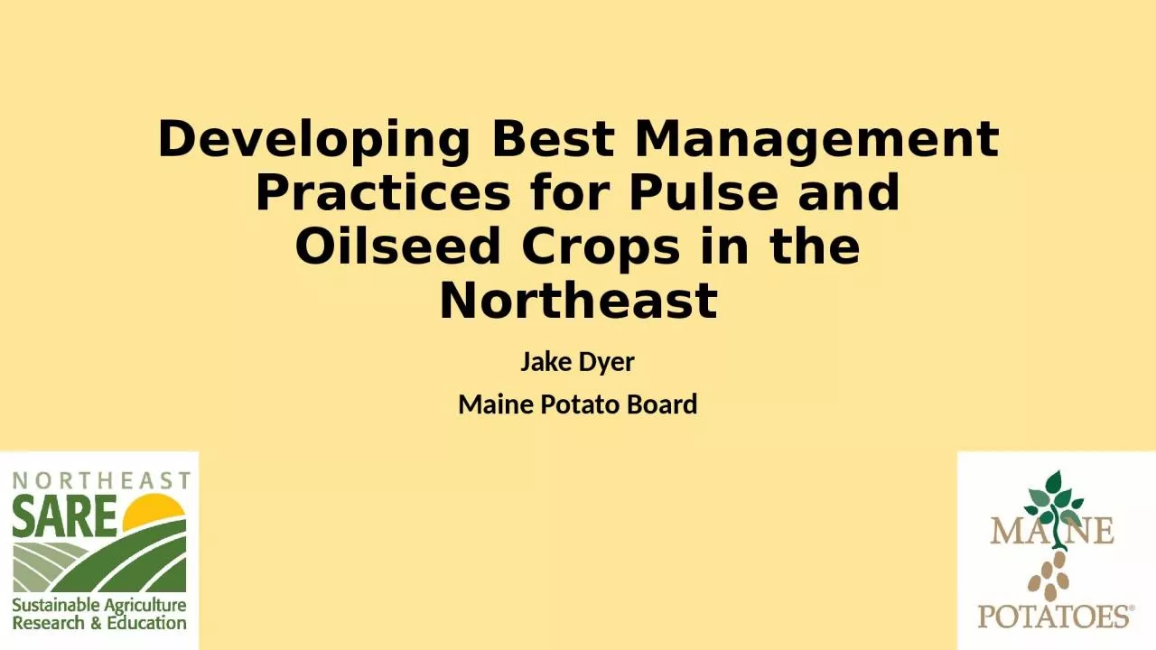 Developing Best Management Practices for Pulse and Oilseed Crops in the Northeast