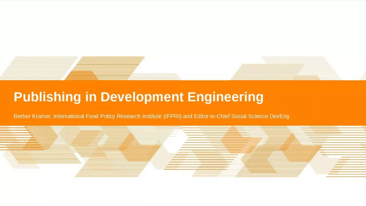 Publishing in Development Engineering