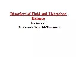 Disorders of Fluid and Electrolyte