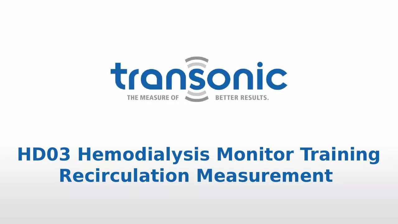 HD03 Hemodialysis Monitor Training