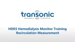 HD03 Hemodialysis Monitor Training