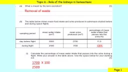 Topic 6 – Role of the kidneys in homeostasis