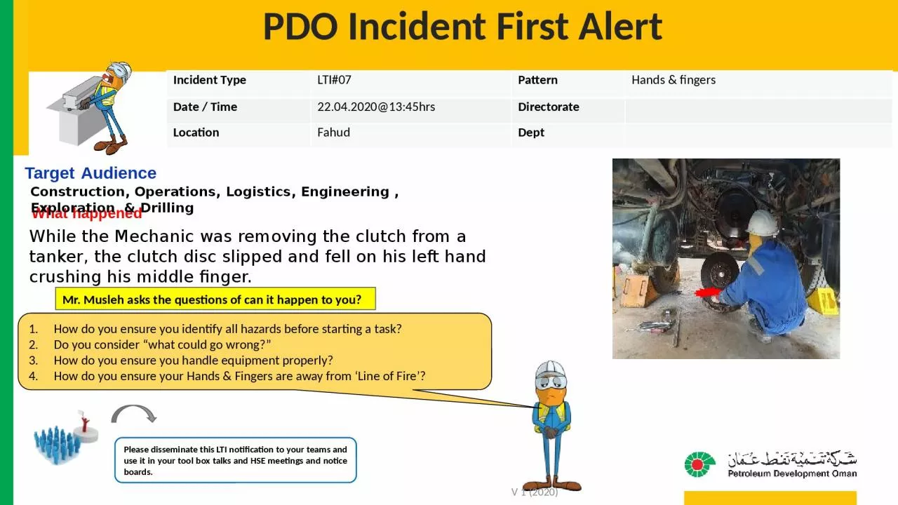 PDO Incident First Alert