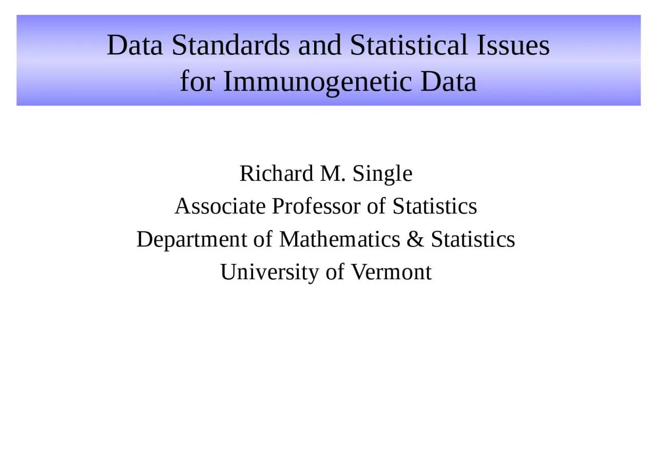 Data  Standards and Statistical