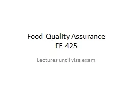 Food Quality Assurance FE 425