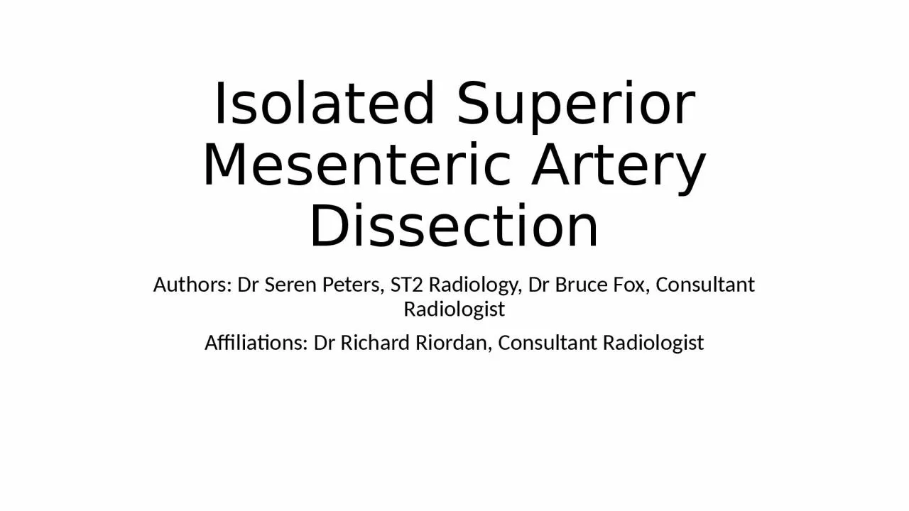 Isolated Superior Mesenteric Artery Dissection