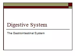 Digestive System The Gastrointestinal System