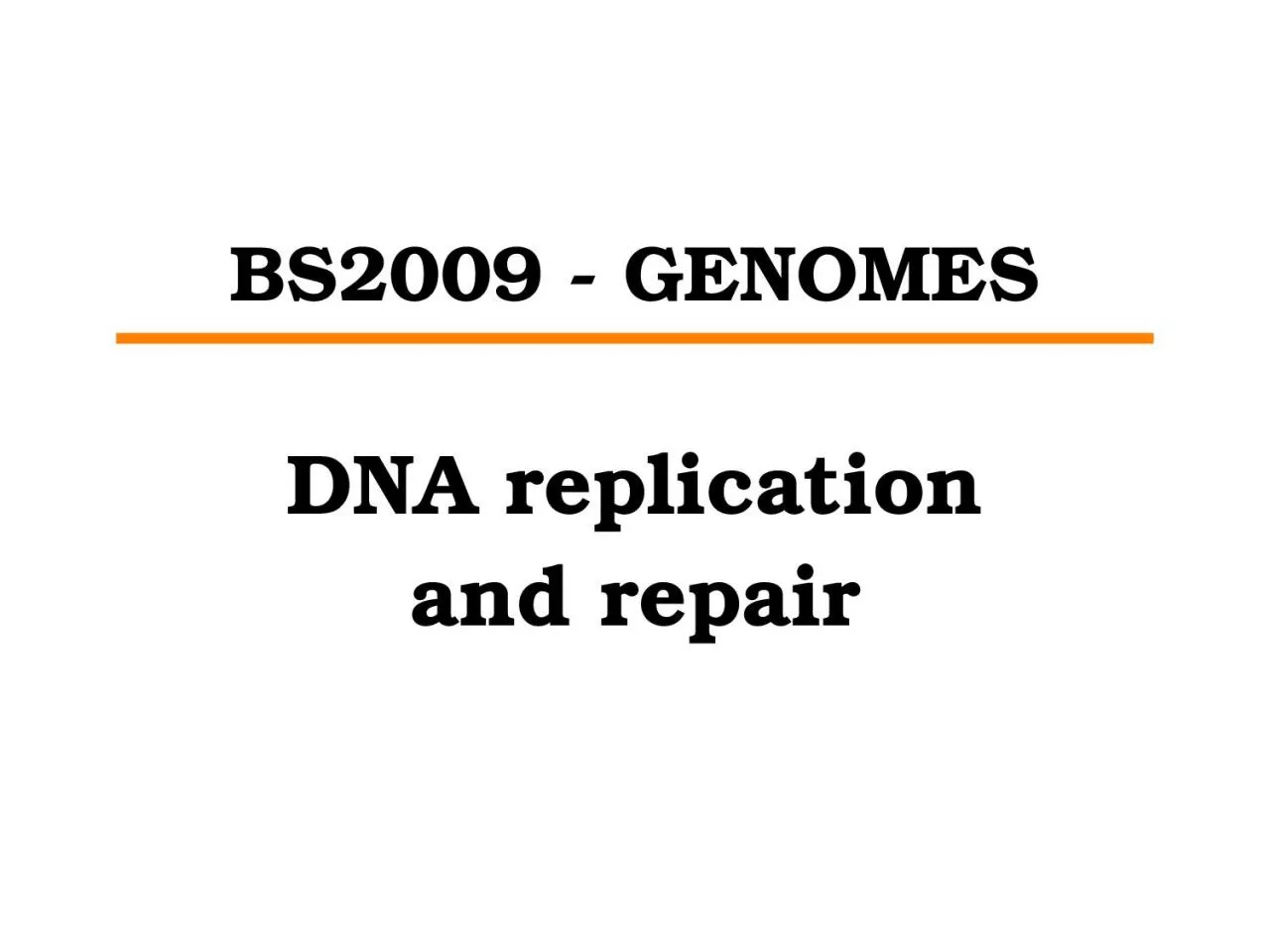 BS2009 - GENOMES DNA replication and repair