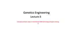 Genetics Engineering  Lecture-3