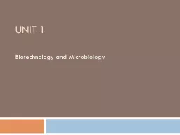 Unit 1  Biotechnology and Microbiology