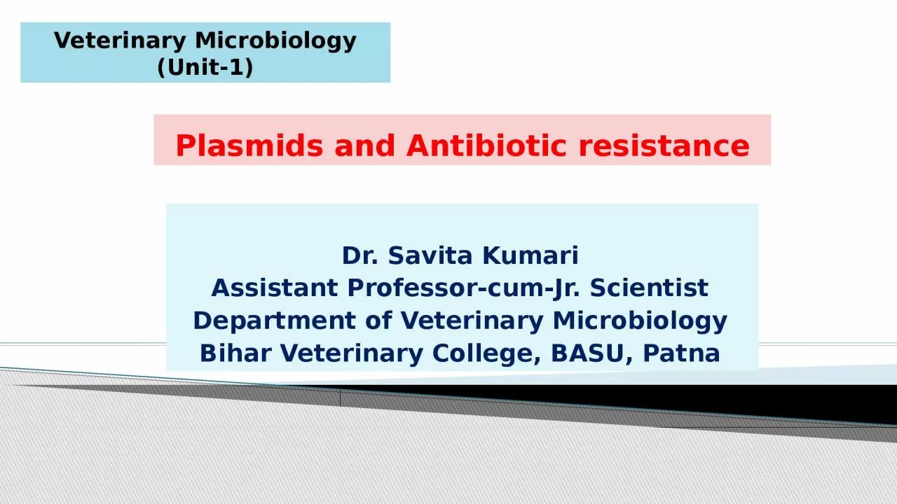 Plasmids and Antibiotic resistance