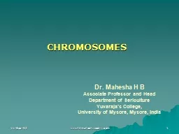 CHROMOSOMES Dr. Mahesha H B