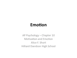 Emotion AP Psychology – Chapter 10