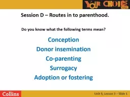 Session D – Routes in to parenthood.