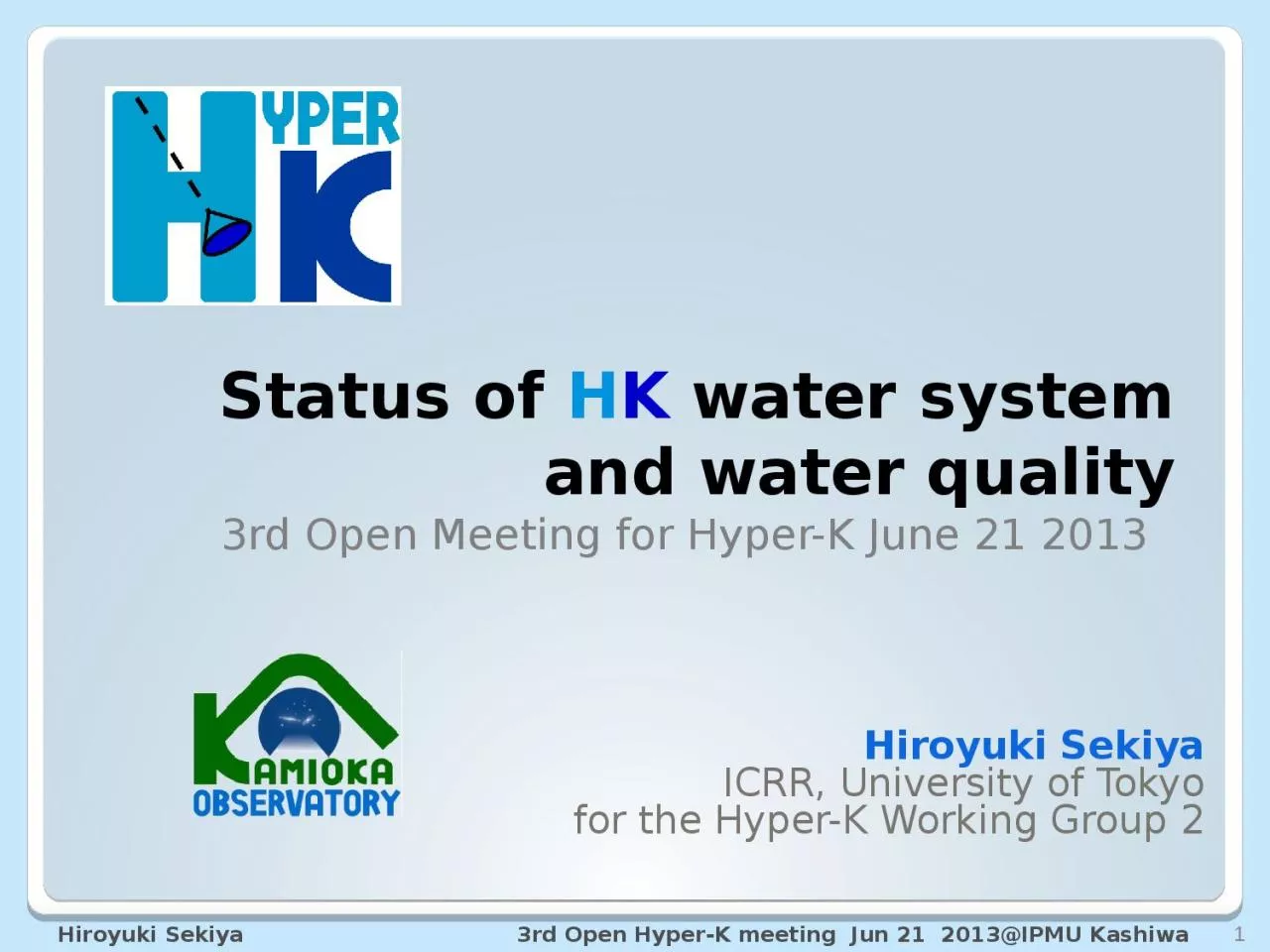 Status of  H K  water system and water quality