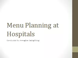 Menu Planning at Hospitals