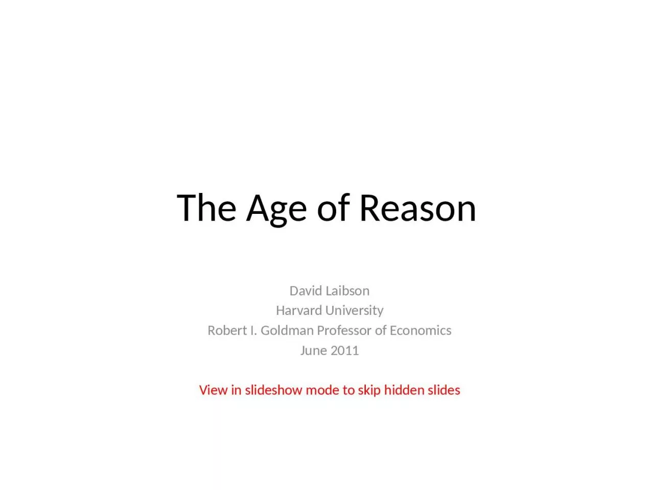The Age of Reason David